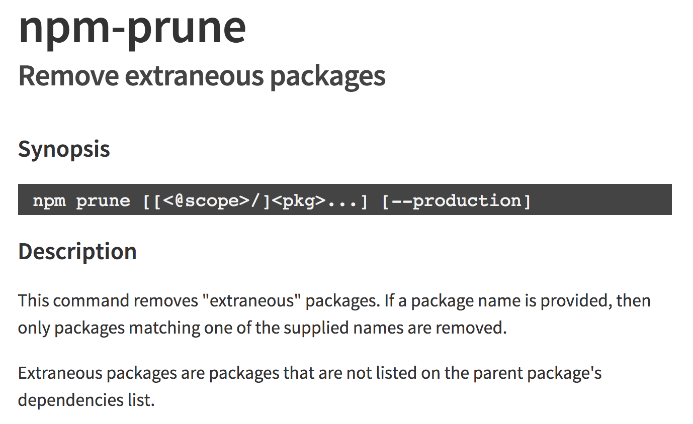 npm prune