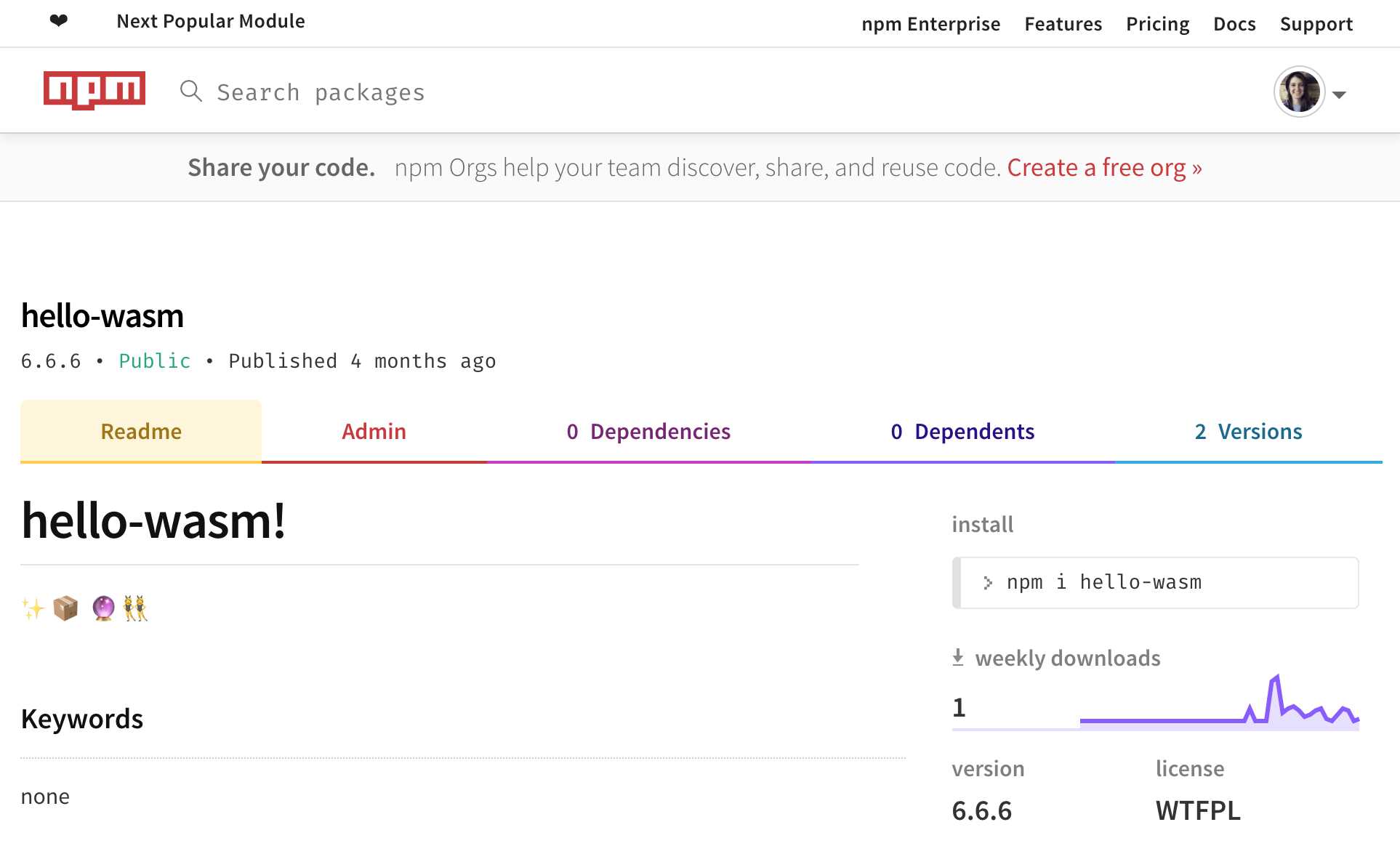 hello npm
